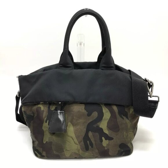 PRADA B1959 Camouflage 2WAY Shoulder Crossbody Bag Hand Bag khaki/SilverHardware - Picture 14 of 15